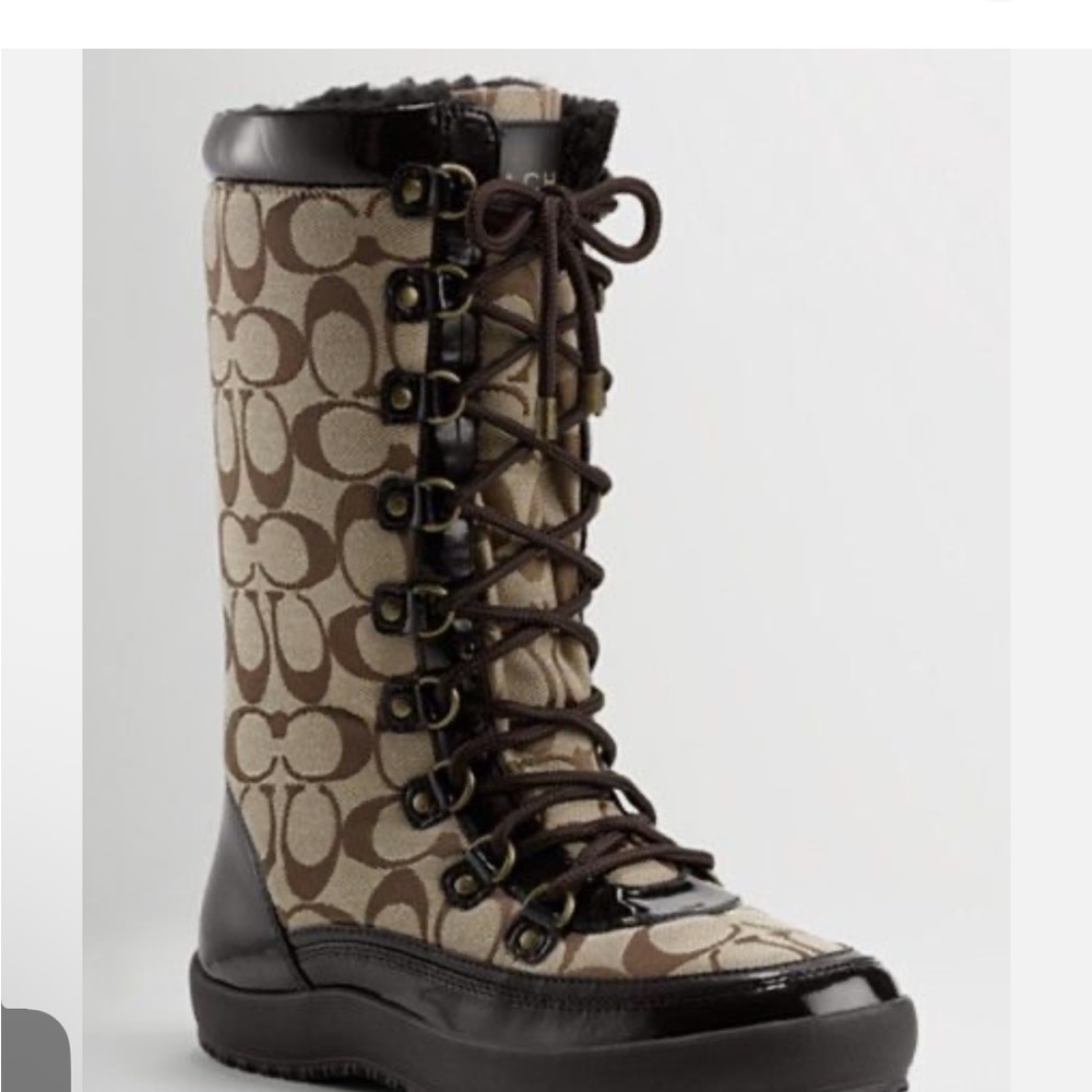 Coach Brown Winter Boots with Signature Monogram - Picture 5 of 5